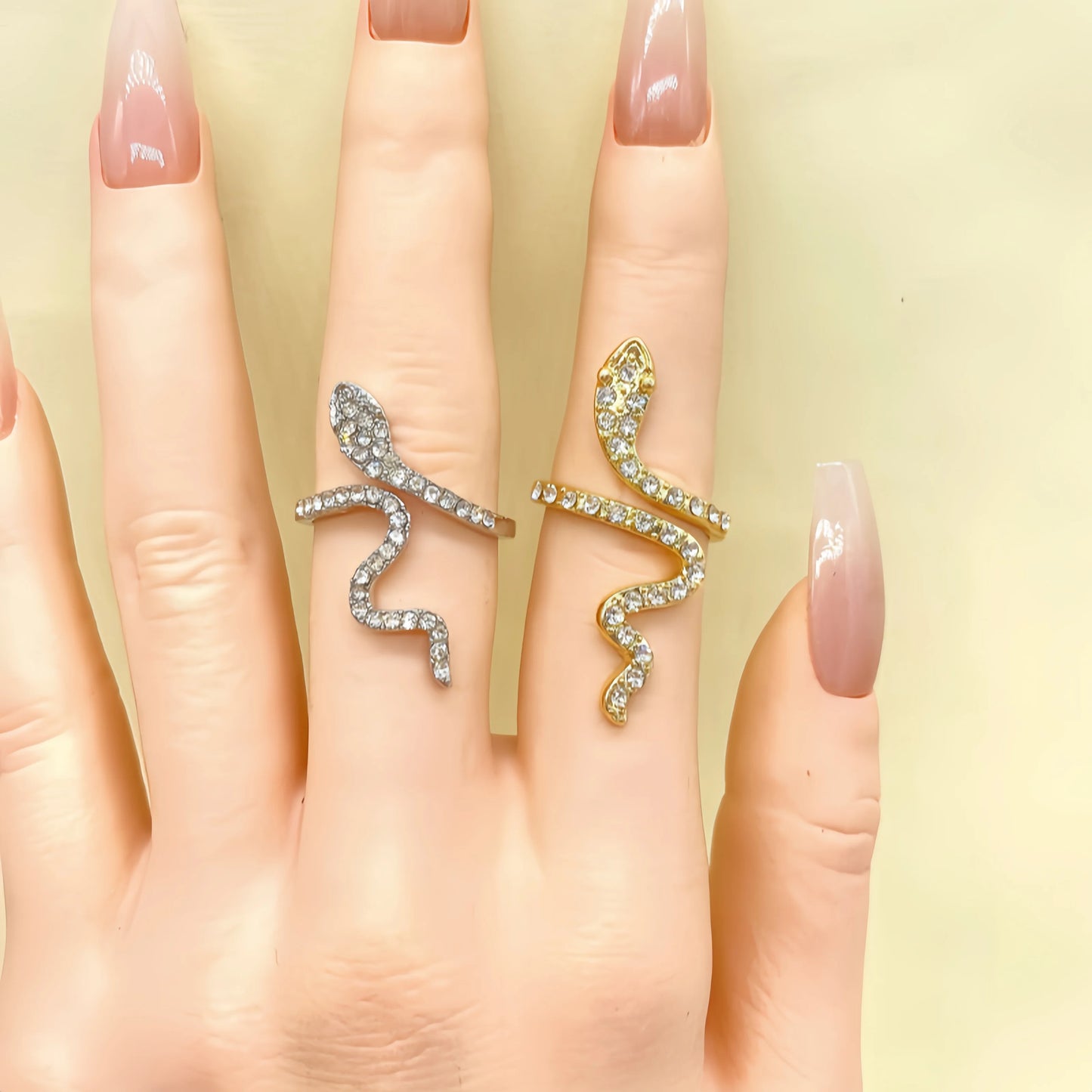 Snake-Shaped Zircon Ring – Artificial Jewellery Set - zenton