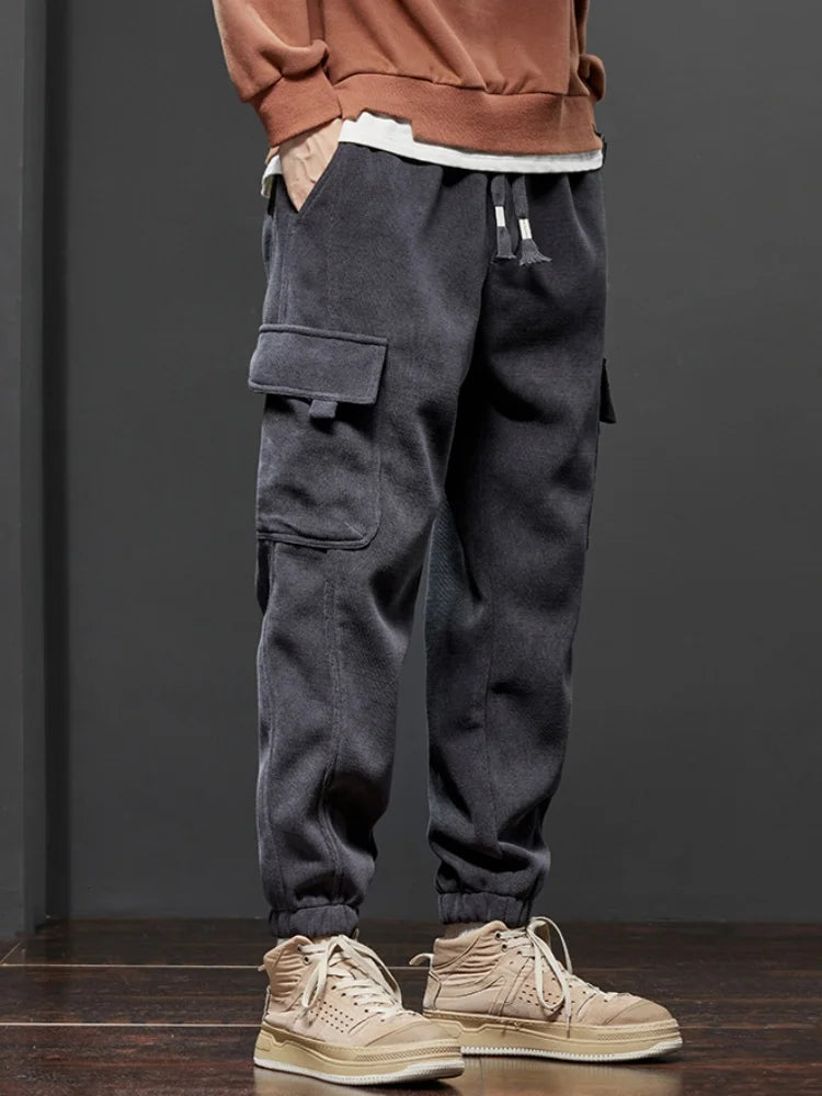 Spring Autumn New Style Elastic Waist Casual Pants for Men Stretch Straight Drawstring Harem Jogging Sports Long Pants Male zenton