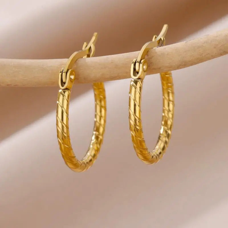 Vintage Gold Stainless Steel Earrings – Women’s Jewels - zenton