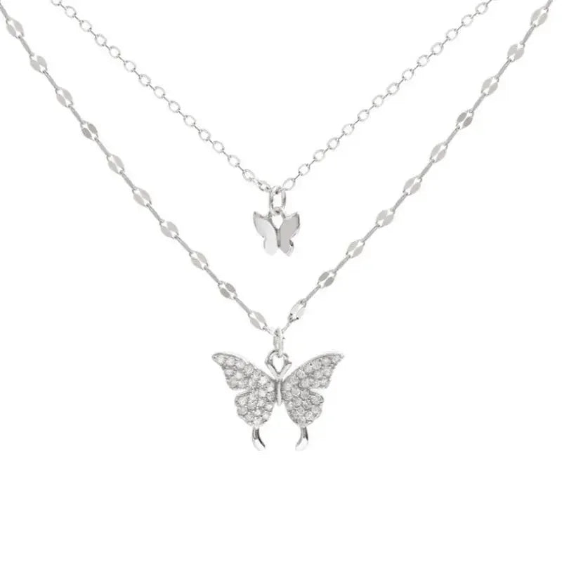 Double Layer Butterfly Necklace – Elegant Jewels for Women - zenton