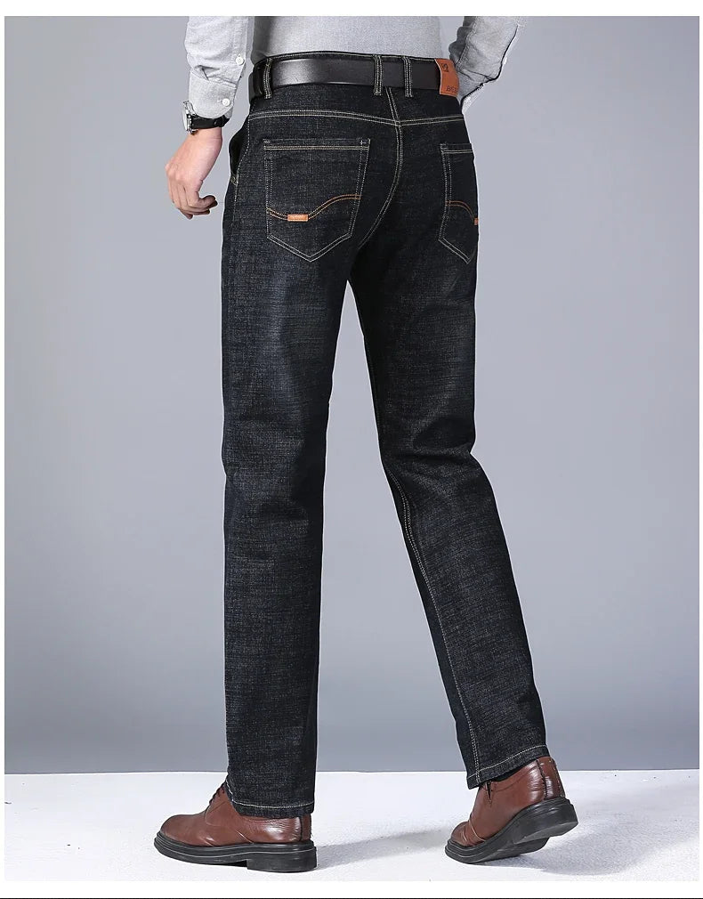 Men’s Business Casual Jeans – Slim Fit Straight Stretch Denim for All-Day Comfort - zenton
