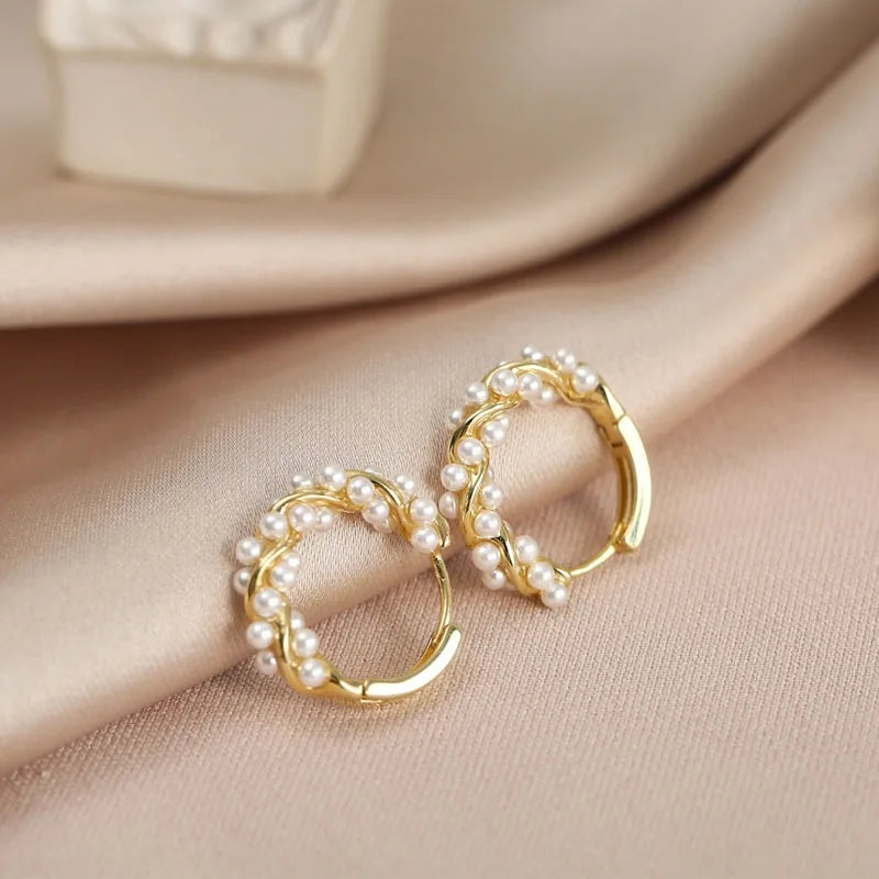 French Pearl Hoop Earrings – Elegant Women’s Jewels - zenton