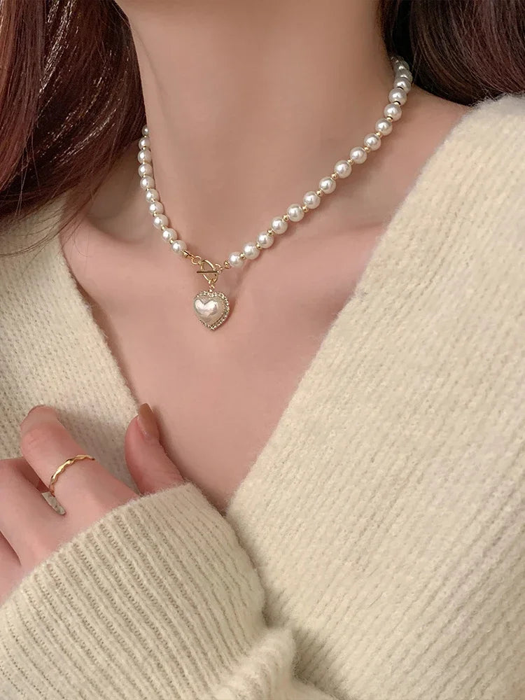 Heart Pearl Pendant Necklace – Luxury Women’s Jewels - zenton