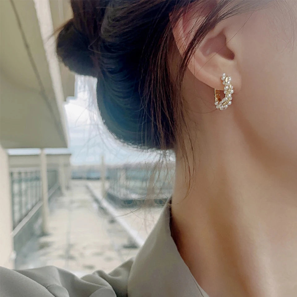 French Pearl Hoop Earrings – Elegant Women’s Jewels - zenton