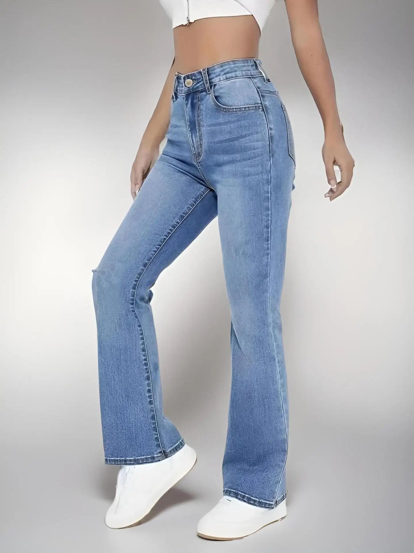 Women’s High-Waist Washed Denim – Slim Euro & US Casual Jeans - zenton