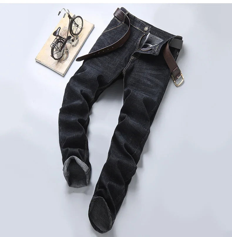Men’s Business Casual Jeans – Slim Fit Straight Stretch Denim for All-Day Comfort - zenton