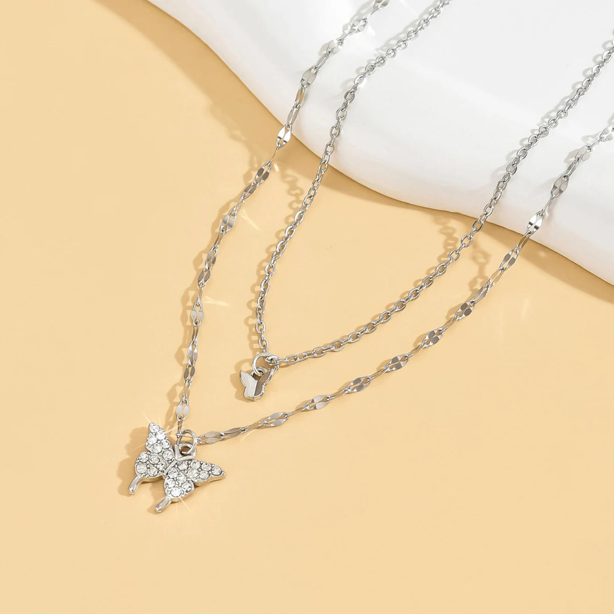 Double Layer Butterfly Necklace – Elegant Jewels for Women - zenton