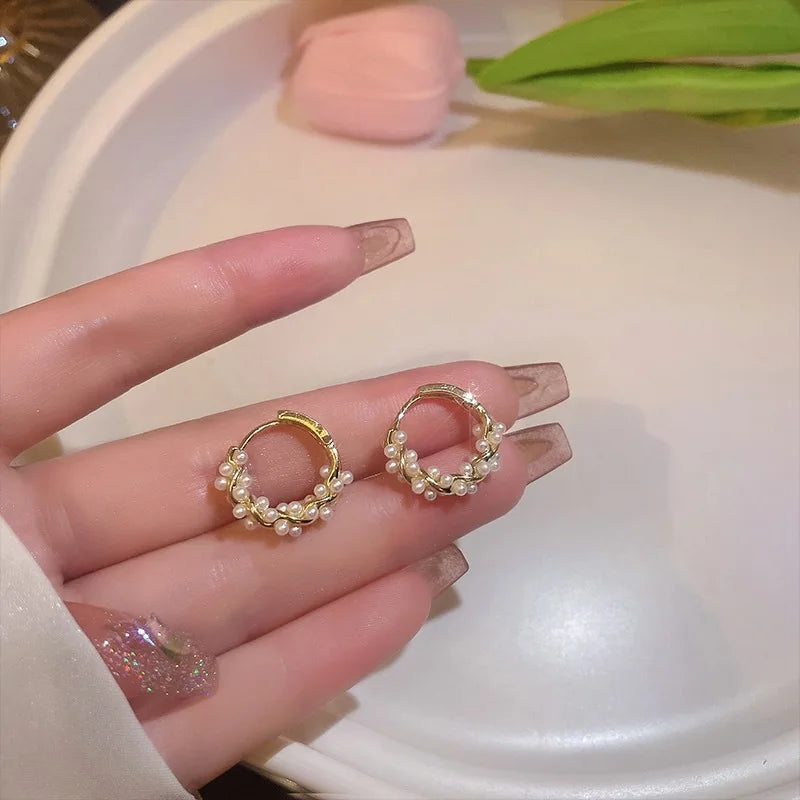 French Pearl Hoop Earrings – Elegant Women’s Jewels - zenton