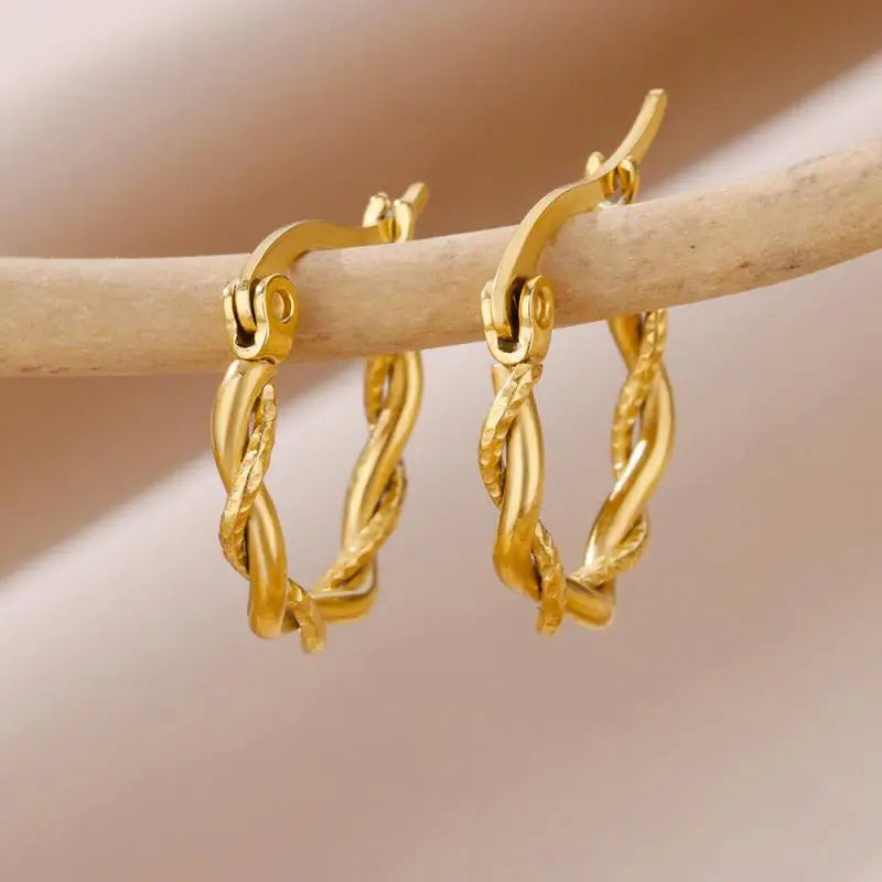 Vintage Gold Stainless Steel Earrings – Women’s Jewels - zenton