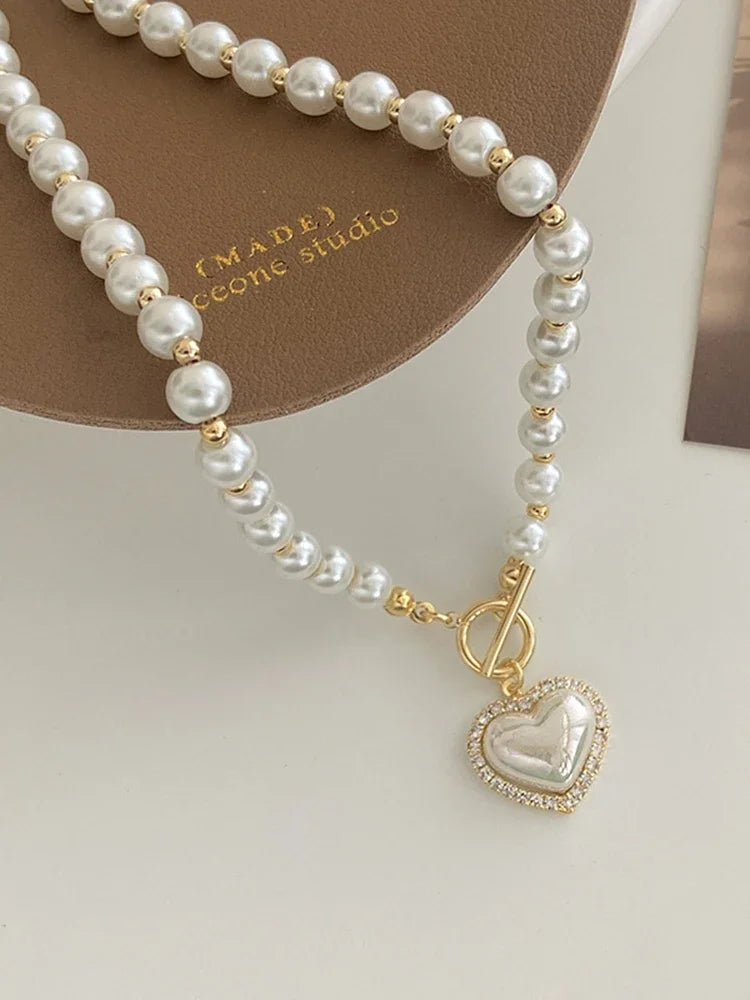 Heart Pearl Pendant Necklace – Luxury Women’s Jewels - zenton