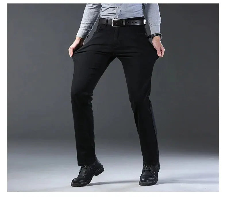 Men’s Business Casual Straight Stretch Jeans – Premium Comfort & Professional Style - zenton