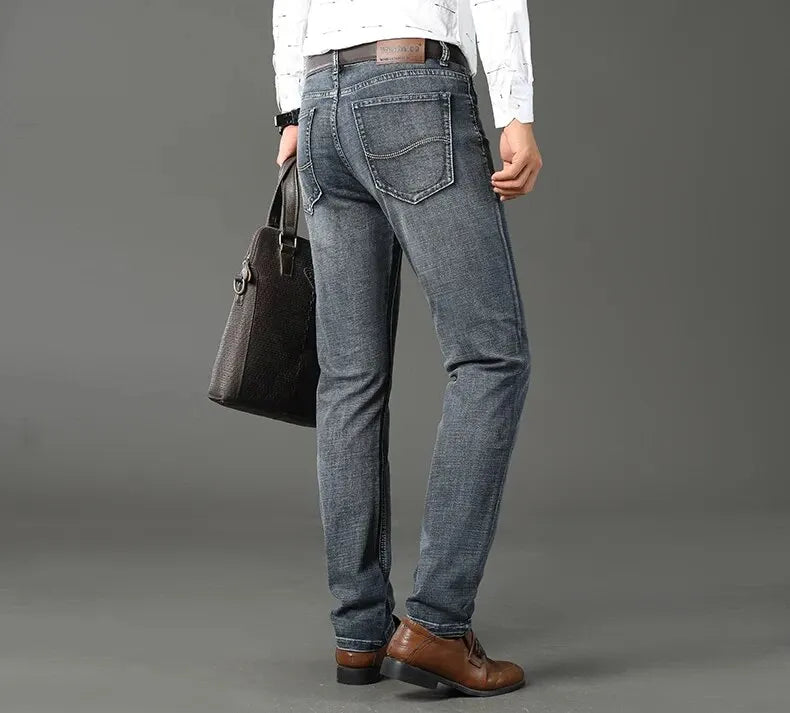 Men’s Business Casual Straight Stretch Jeans – Premium Comfort & Professional Style - zenton