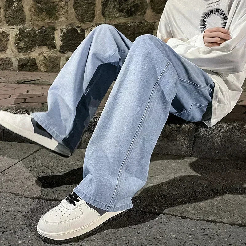 Men’s Korean Style Wide Leg Jeans – Loose Straight Fit Casual Jeans - zenton