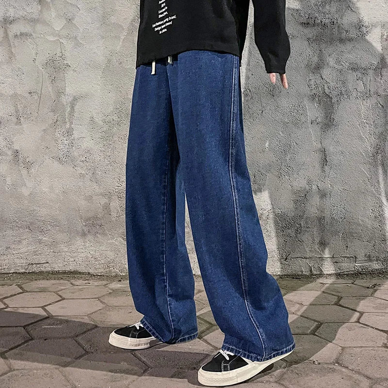 Men’s Korean Style Wide Leg Jeans – Loose Straight Fit Casual Jeans - zenton