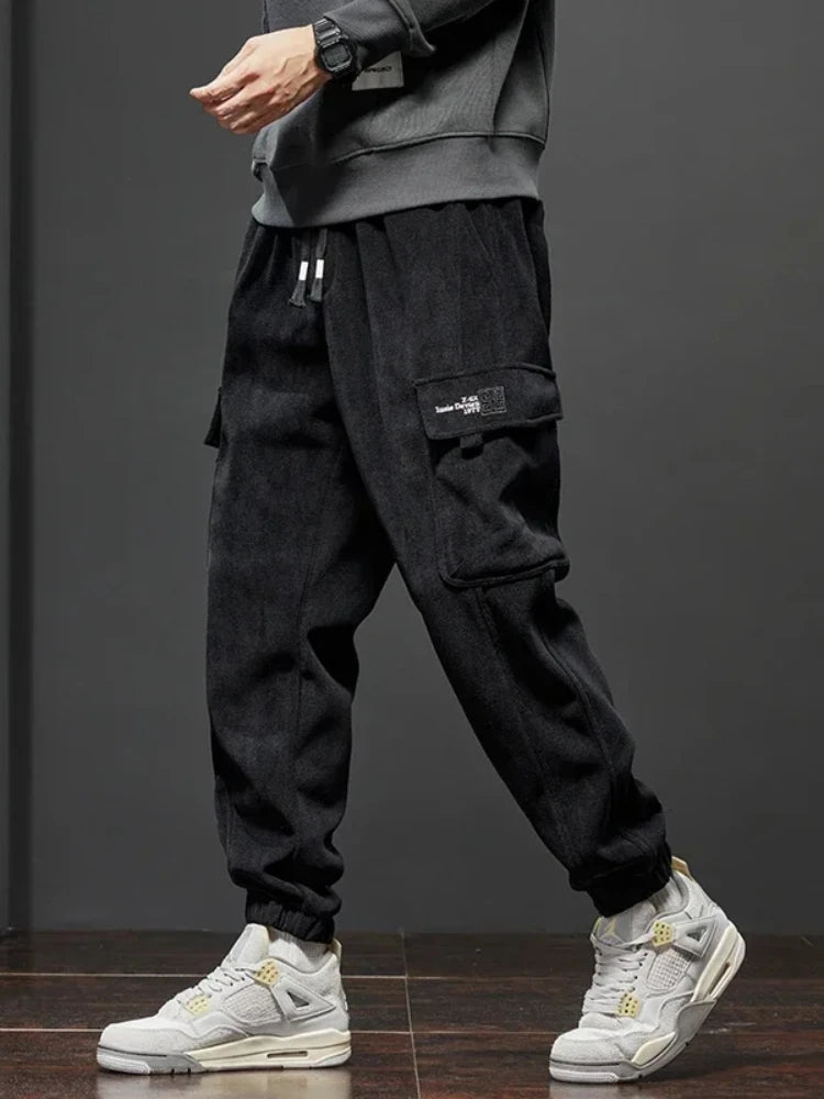 Spring Autumn New Style Elastic Waist Casual Pants for Men Stretch Straight Drawstring Harem Jogging Sports Long Pants Male zenton