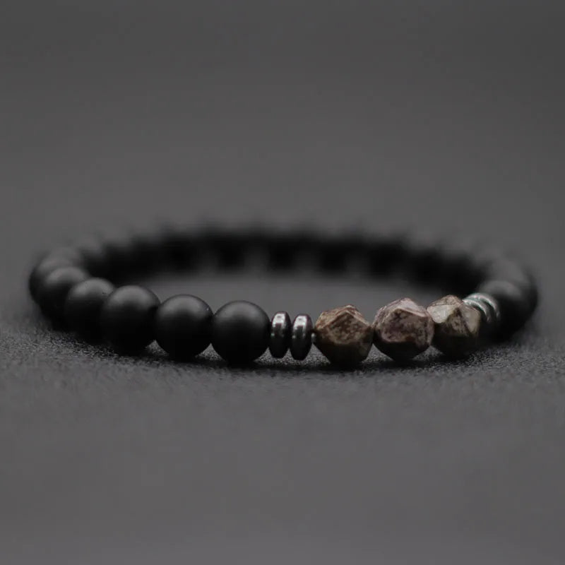 Men’s Black Onyx & Tiger Eye Jewel Beaded Bracelet - zenton