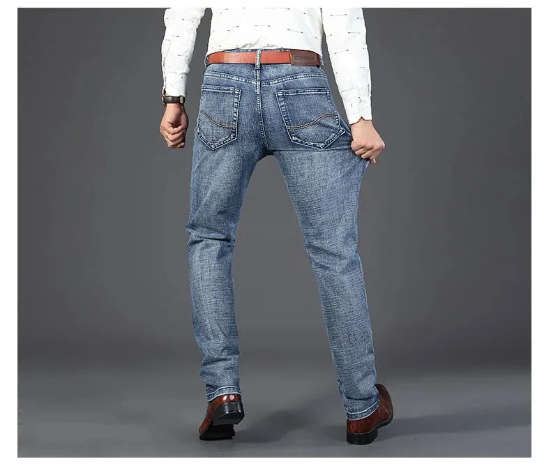 Men’s Business Casual Straight Stretch Jeans – Premium Comfort & Professional Style - zenton