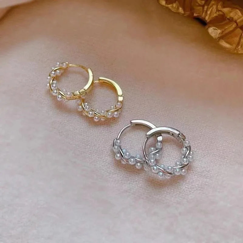 French Pearl Hoop Earrings – Elegant Women’s Jewels - zenton