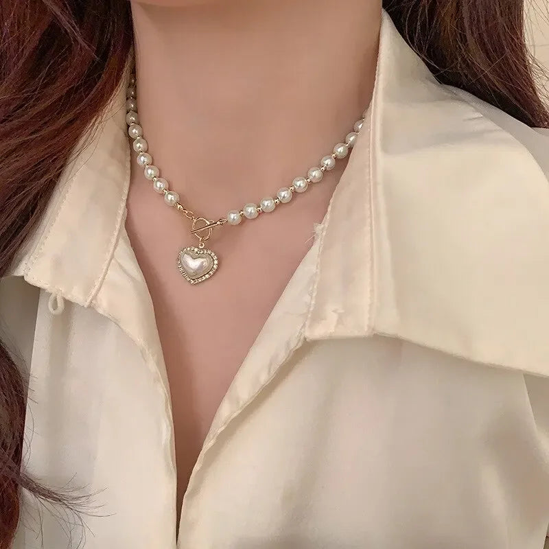 Heart Pearl Pendant Necklace – Luxury Women’s Jewels - zenton