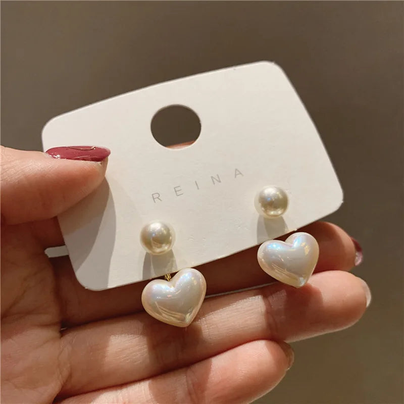 Heart Pearl Geometric Earrings – Elegant Jewels for Women - zenton