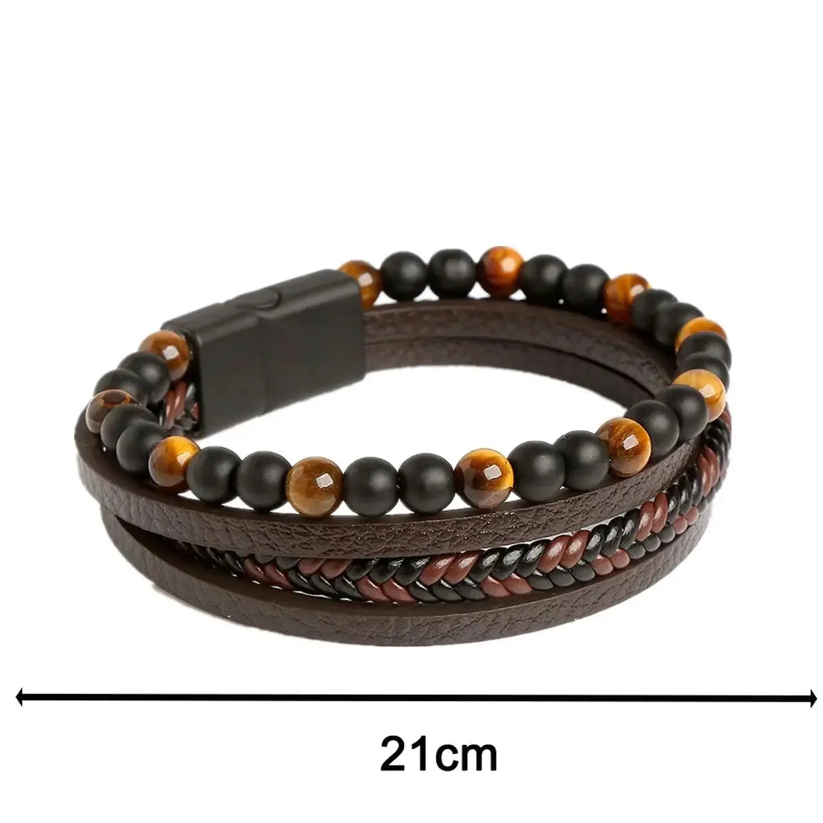 Layered Leather & Tiger Eye Bracelet – Handmade Jewels - zenton
