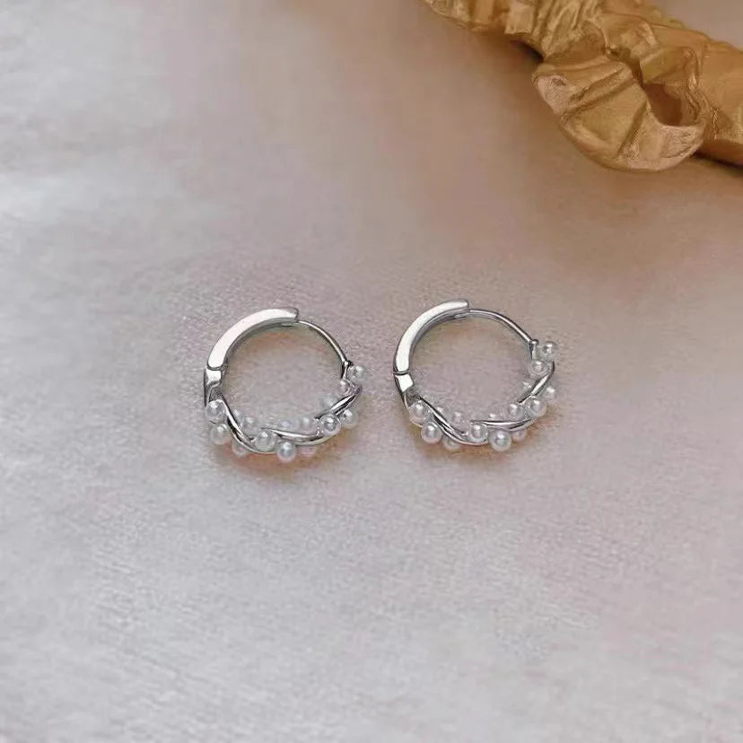 French Pearl Hoop Earrings – Elegant Women’s Jewels - zenton
