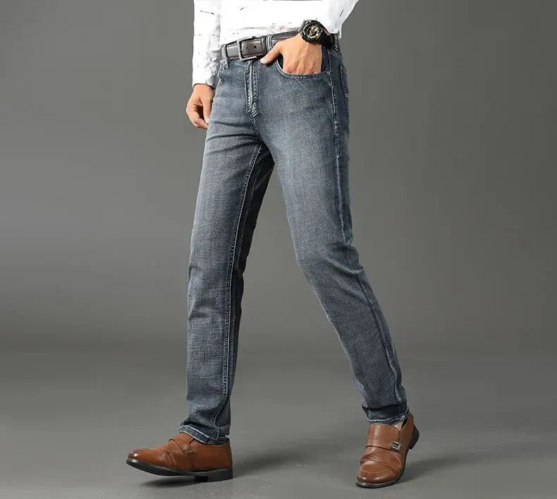 Men’s Business Casual Straight Stretch Jeans – Premium Comfort & Professional Style - zenton