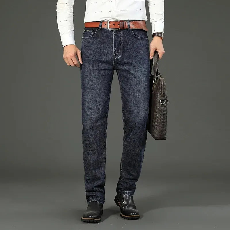 Men’s Business Casual Straight Stretch Jeans – Premium Comfort & Professional Style - zenton