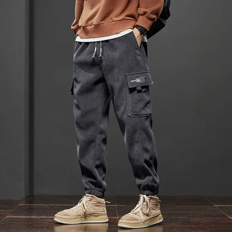 Spring Autumn New Style Elastic Waist Casual Pants for Men Stretch Straight Drawstring Harem Jogging Sports Long Pants Male zenton