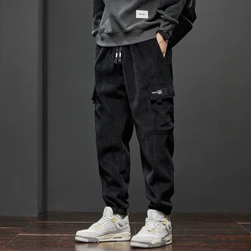 Spring Autumn New Style Elastic Waist Casual Pants for Men Stretch Straight Drawstring Harem Jogging Sports Long Pants Male zenton
