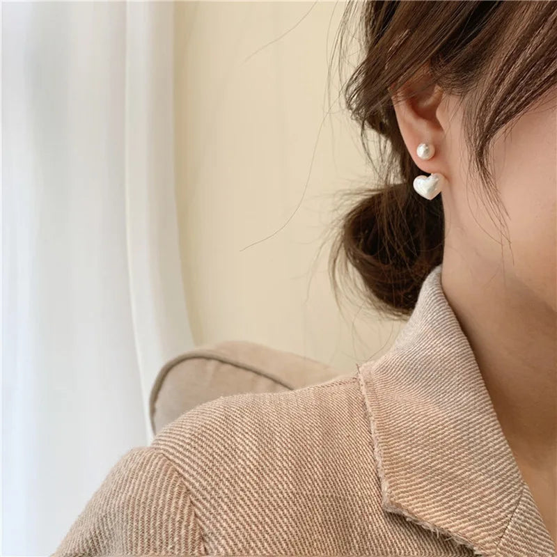 Heart Pearl Geometric Earrings – Elegant Jewels for Women - zenton