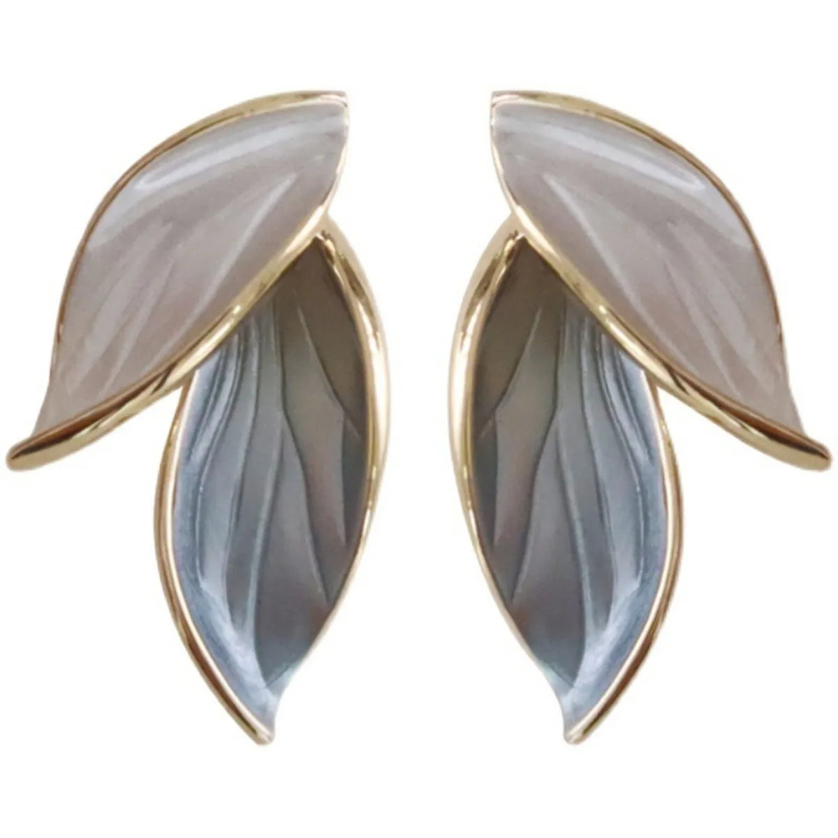 Retro Leaf Earrings – Elegant Blue & White Women’s Jewels - zenton