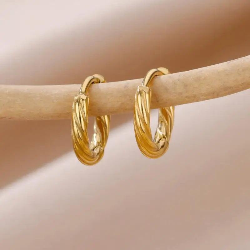 Vintage Gold Stainless Steel Earrings – Women’s Jewels - zenton