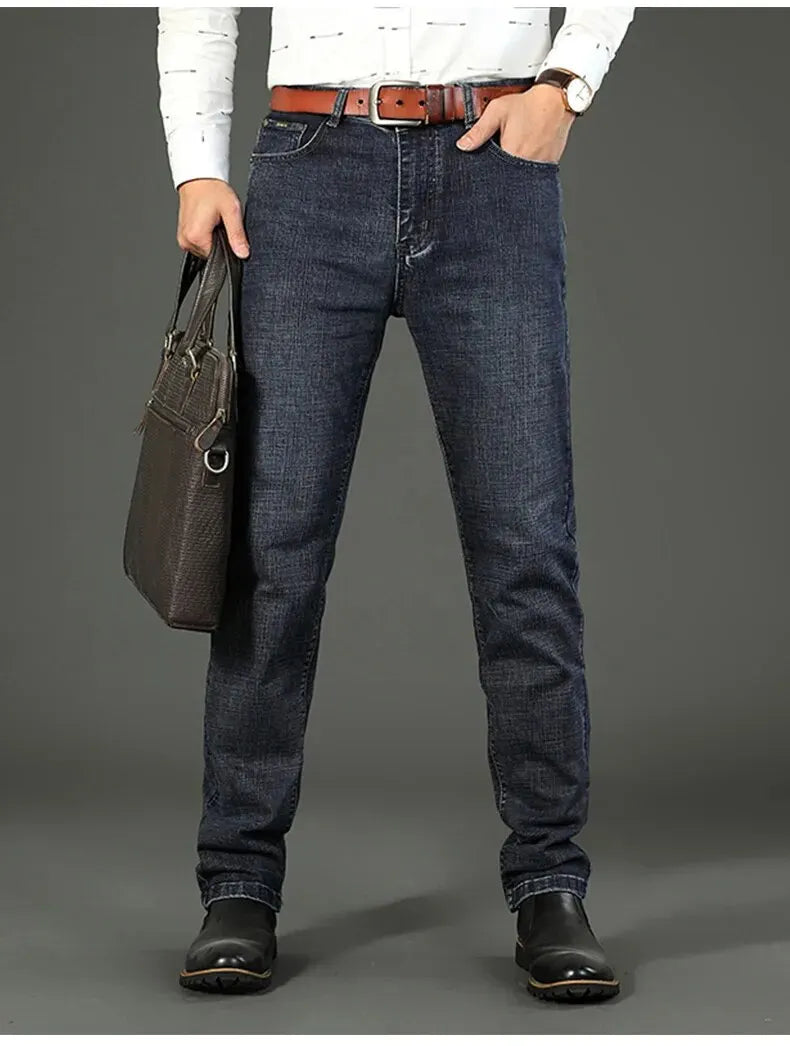 Men’s Business Casual Straight Stretch Jeans – Premium Comfort & Professional Style - zenton