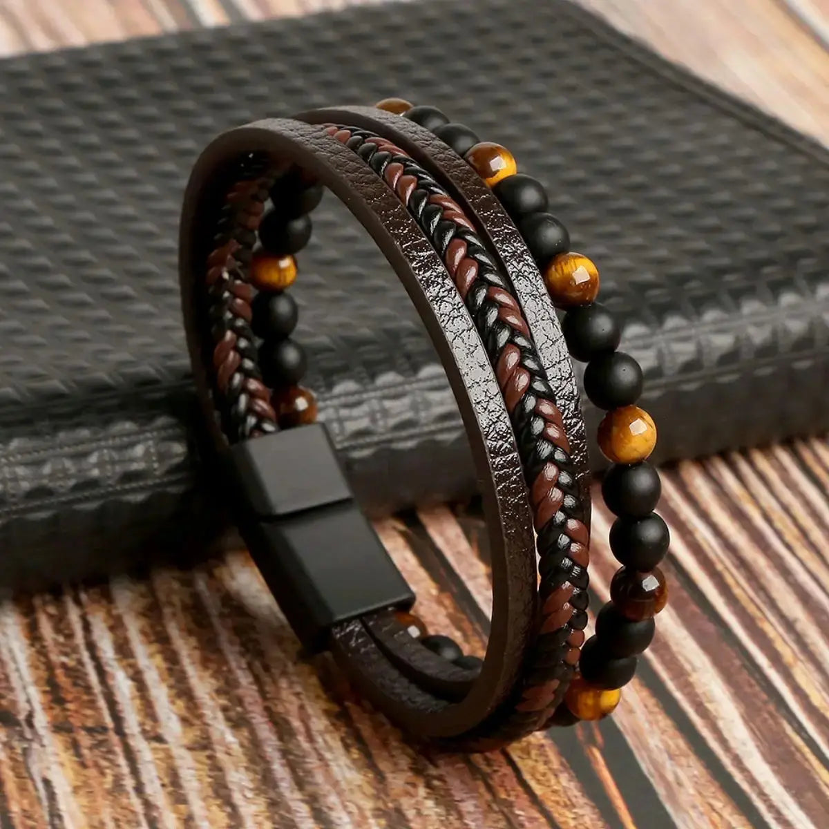 Layered Leather & Tiger Eye Bracelet – Handmade Jewels - zenton