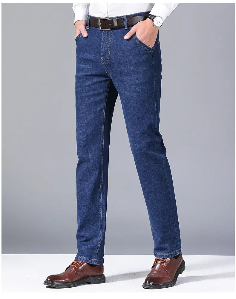 Men’s Business Casual Jeans – Slim Fit Straight Stretch Denim for All-Day Comfort - zenton