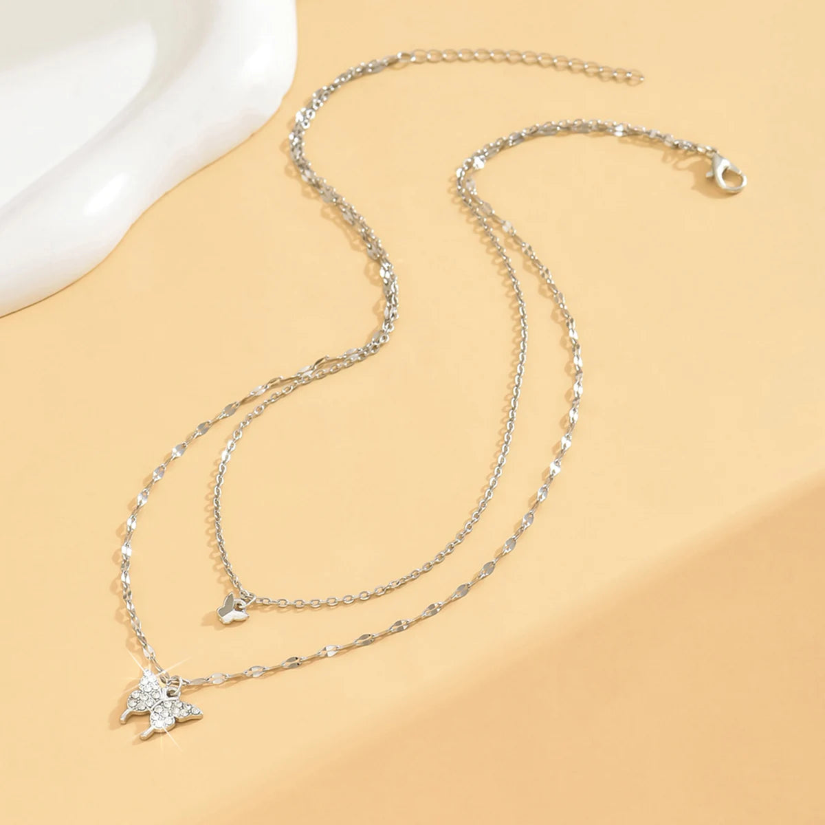Double Layer Butterfly Necklace – Elegant Jewels for Women - zenton