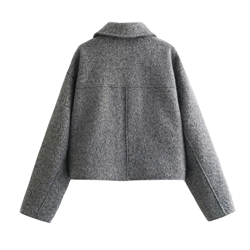 MUJER Tweed Cropped Jackets for Women Autumn Winter Short Coat Jacket Women Zip Crop Demi-season Jacket Woman New in outerwears zenton