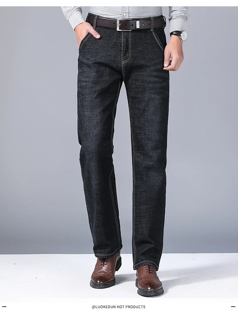 Men’s Business Casual Jeans – Slim Fit Straight Stretch Denim for All-Day Comfort - zenton