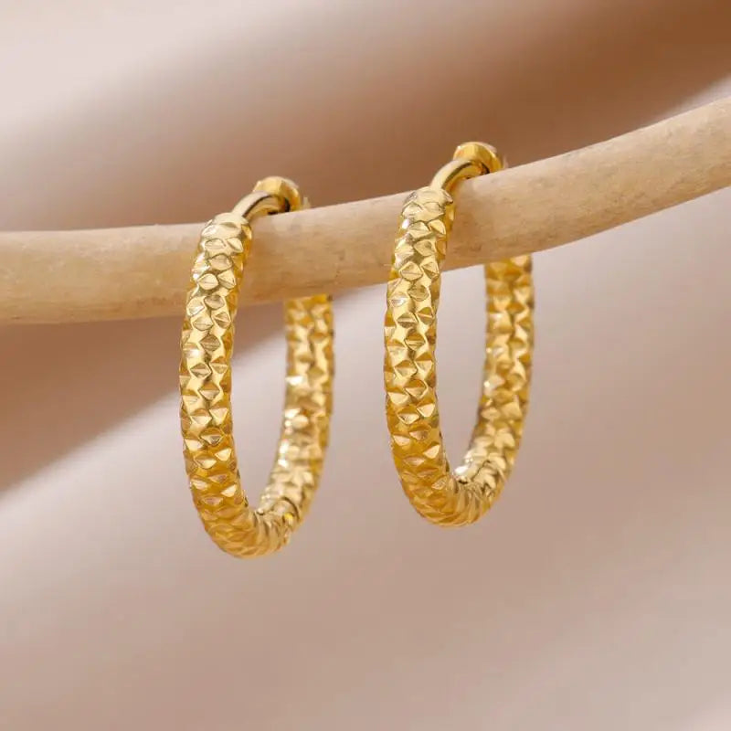 Vintage Gold Stainless Steel Earrings – Women’s Jewels - zenton