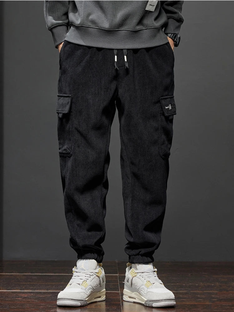 Spring Autumn New Style Elastic Waist Casual Pants for Men Stretch Straight Drawstring Harem Jogging Sports Long Pants Male zenton