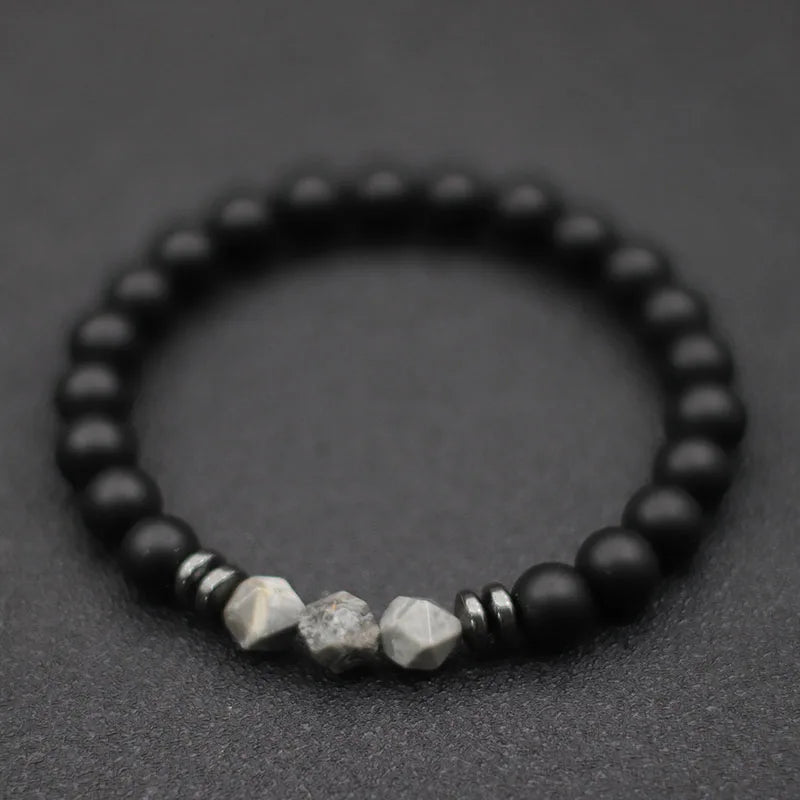 Men’s Black Onyx & Tiger Eye Jewel Beaded Bracelet - zenton