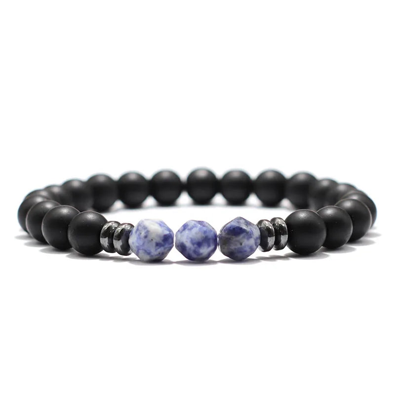 Men’s Black Onyx & Tiger Eye Jewel Beaded Bracelet - zenton