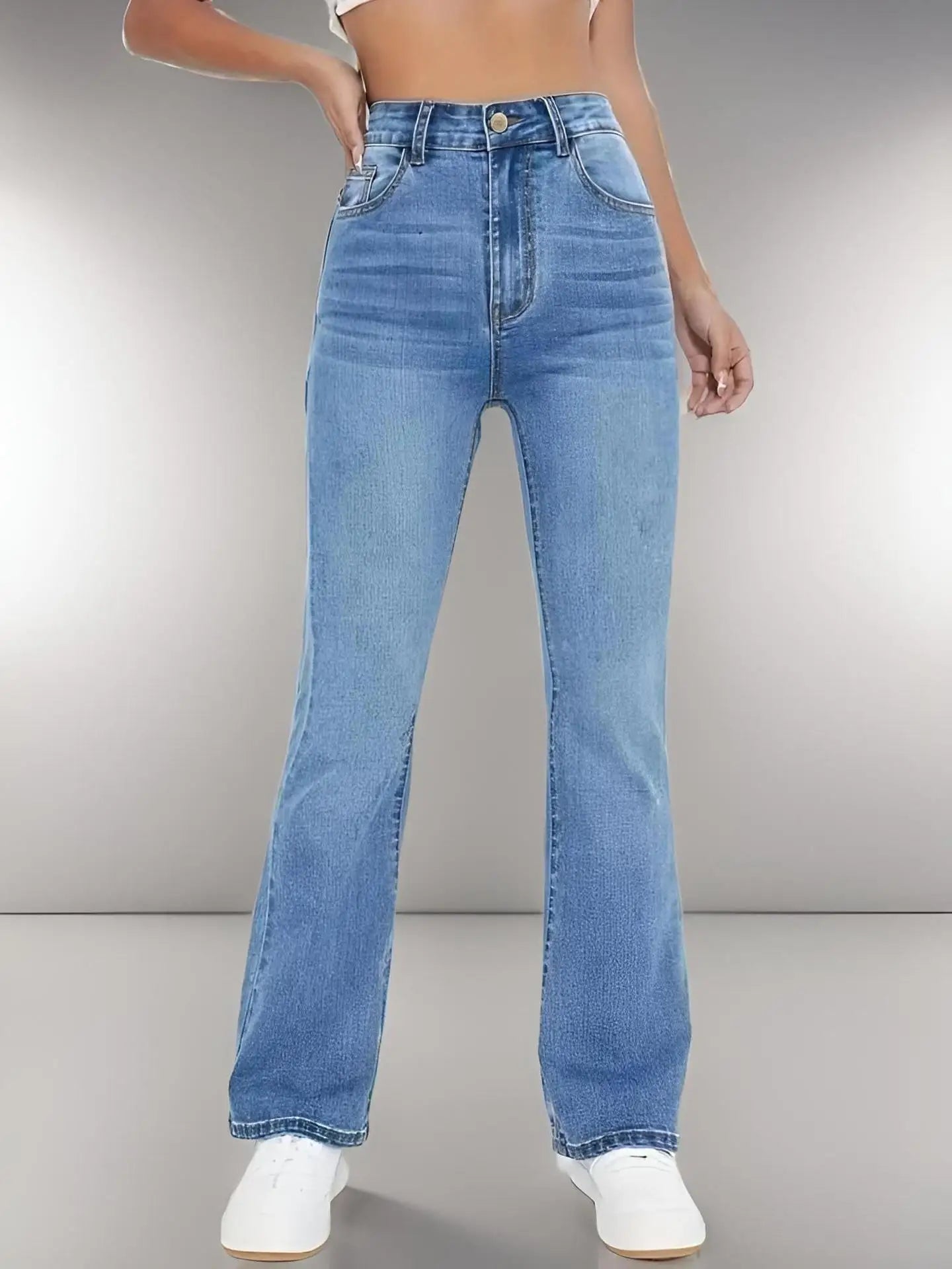 Women’s High-Waist Washed Denim – Slim Euro & US Casual Jeans - zenton