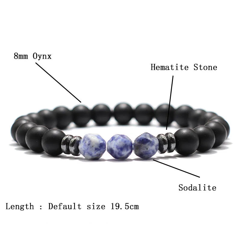 Men’s Black Onyx & Tiger Eye Jewel Beaded Bracelet - zenton
