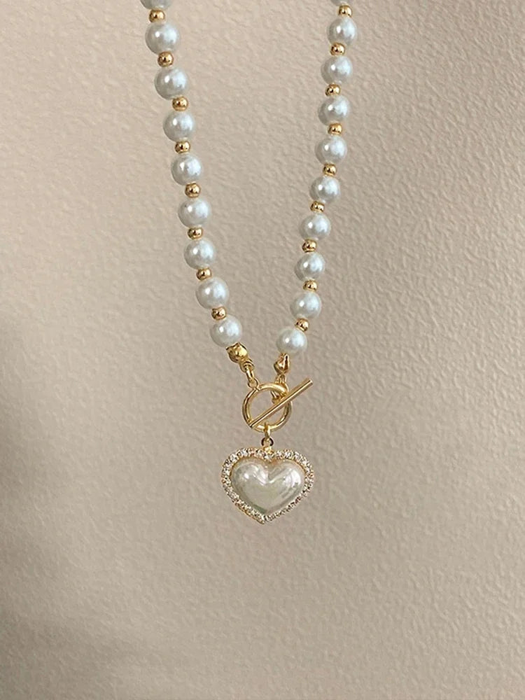 Heart Pearl Pendant Necklace – Luxury Women’s Jewels - zenton