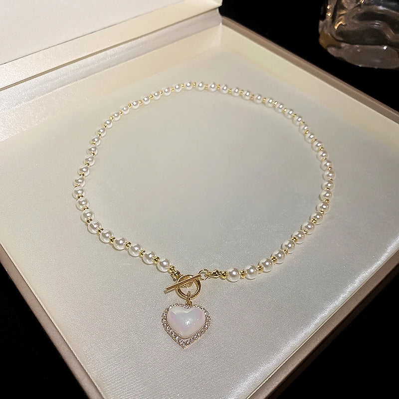Heart Pearl Pendant Necklace – Luxury Women’s Jewels - zenton