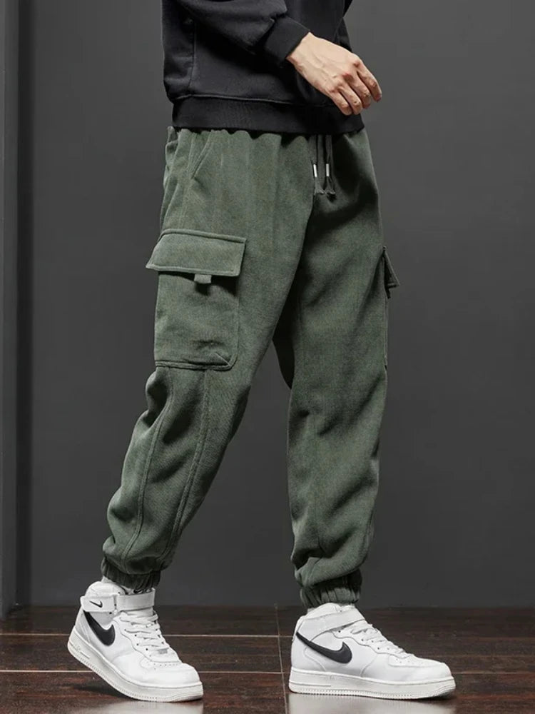 Spring Autumn New Style Elastic Waist Casual Pants for Men Stretch Straight Drawstring Harem Jogging Sports Long Pants Male zenton