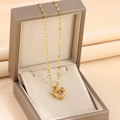 Rhinestone Titanium Steel Pendant – Unisex Necklace - zenton