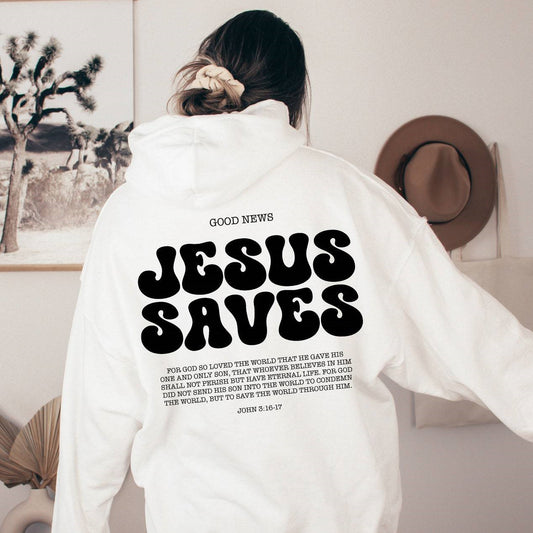 Jesus Saves Hoodie – Bible Verse Christian Church Sweater - zenton